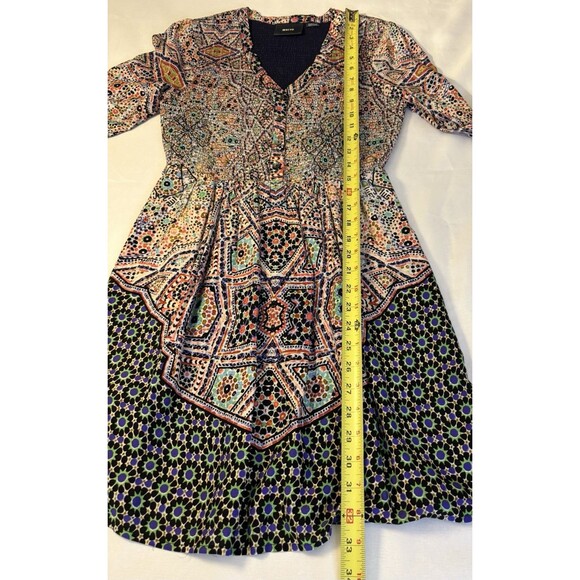 MAEVE Anthropologie Tiled Amethyst Mini Dress XS Petite Smocked Long Sleeve Boho - Picture 13 of 15